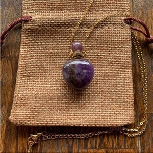 Amethyst Perfume Bottle Amethyst Heart Shaped Necklace Gold Perfume Necklace